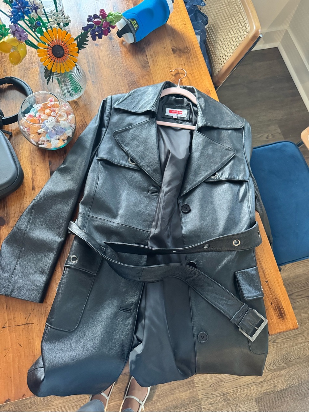 Vintage Leather Trench with Belt